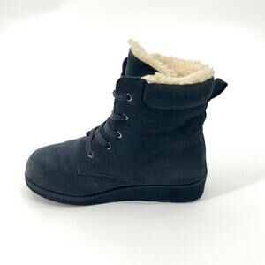 Bearpaw Phoebe Womens Ankle‎ Boots Sz 6 Blue Fleece Lined Winter Snow Suede